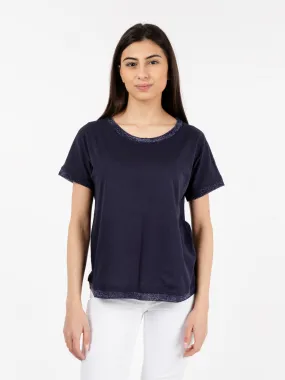 T-shirt orlo lurex blu