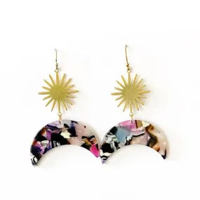 Tortoise Shell Acetate Starburst Earrings