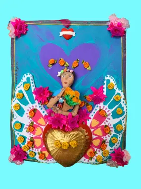 Wall Decor, Frida, Corazon y Rosas