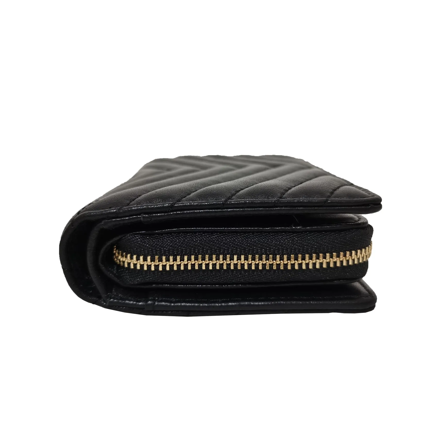 Women's lambskin leather short wallet/purse Chevron V2 design